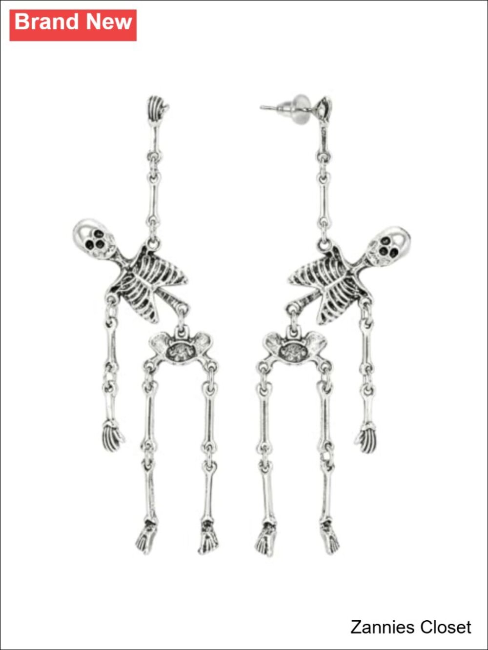 👻 Halloween Skull Drop Dangle Earrings 3.07" Alloy Punk